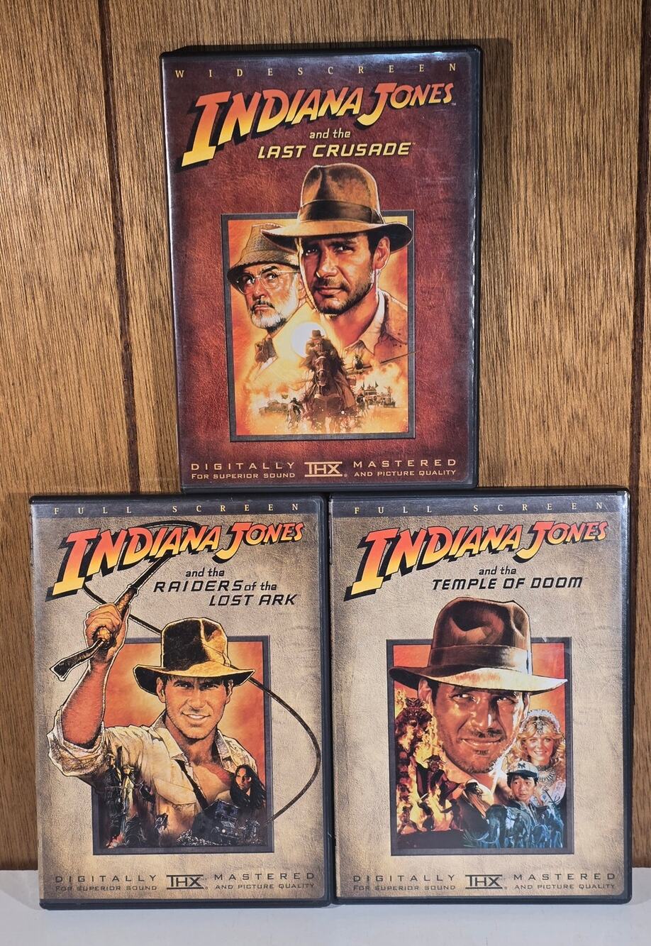 Indiana Jones DVD Lot 3 Raiders Lost Ark Temple of Doom Last Crusade THX